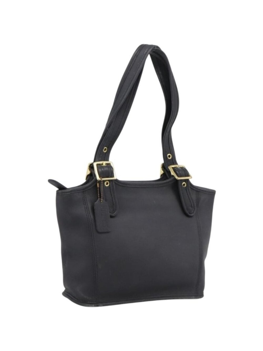 Coach Shoulder Bag Leather Black Gold